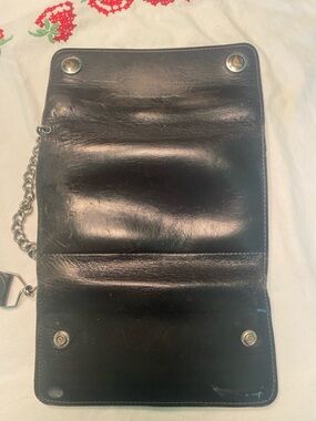 Men's Black Leather Chain Wallet - Unbranded